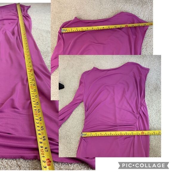 ZARA purple magenta Cinched Asymmetric One Sleeve Dress Sz M/L NWT - Picture 14 of 16
